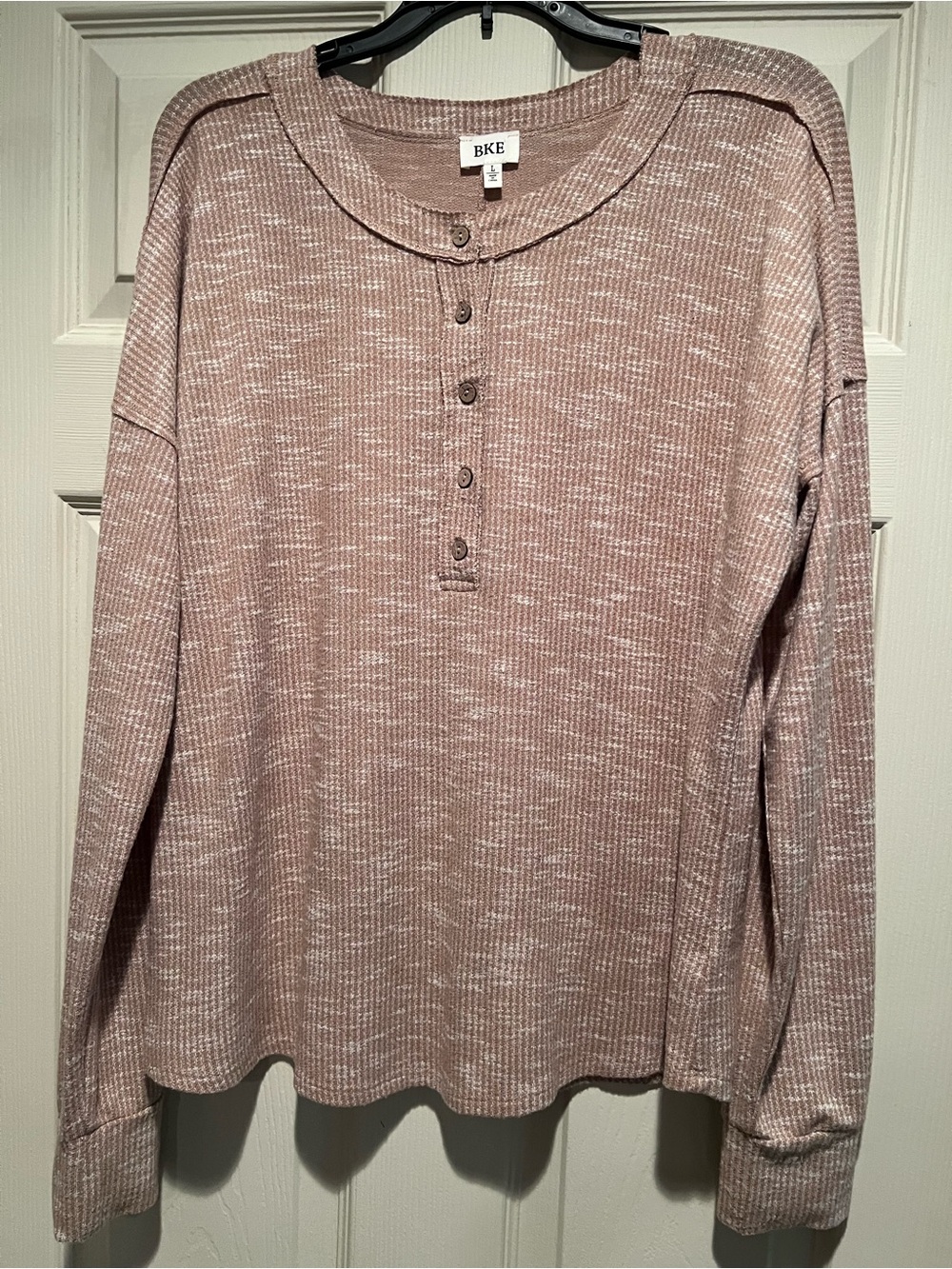 BKE Mauve Pink Marled Henley Tunic Top